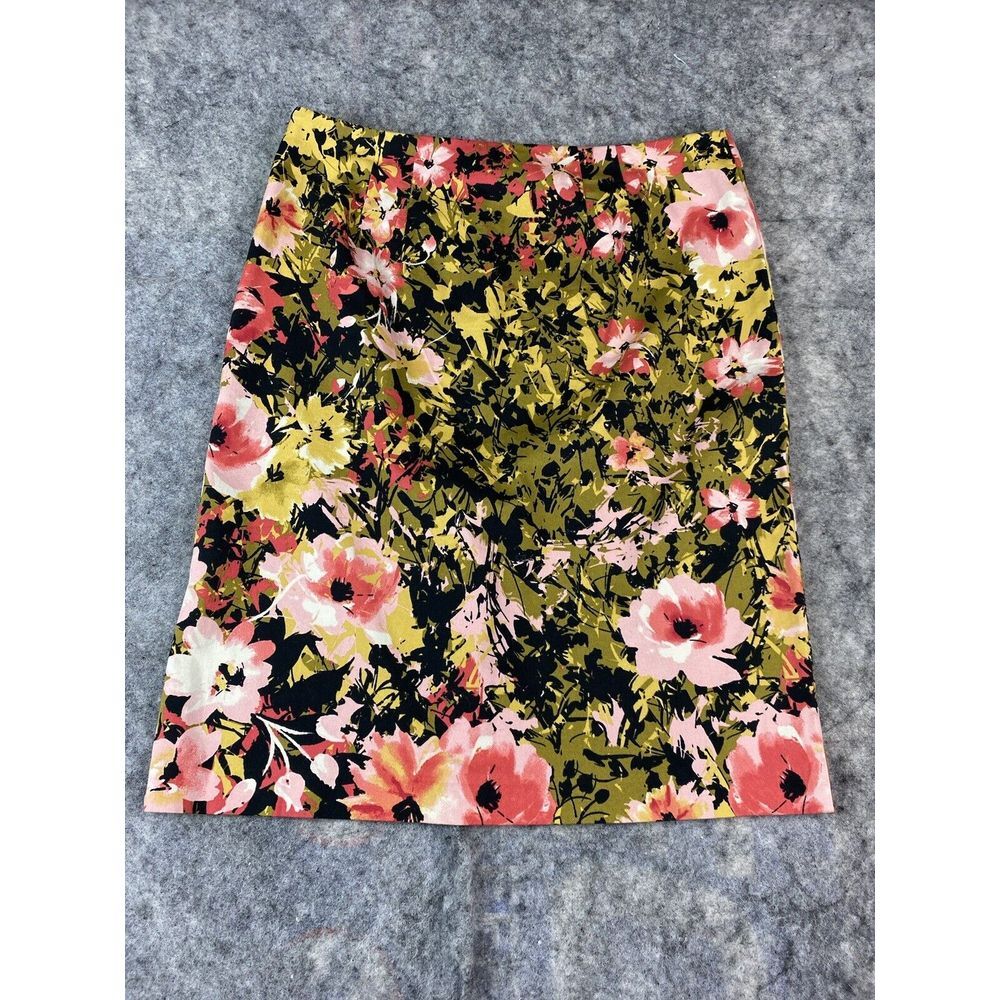 J. Jill Maxi Skirt‎ Womens Stretch Size 6 Tall Green Yellow Pink Floral Long